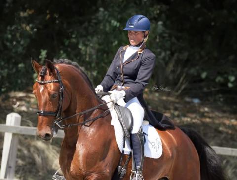 Harun 1e wedstrijd onder het zadel van Anouk Noordman.